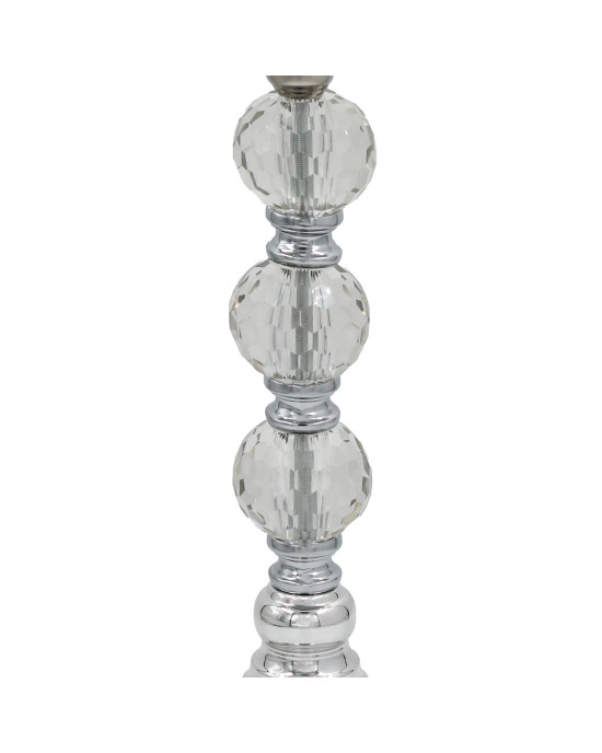 Κηροπήγιο μεταλλικό Φ22Χ59 εκ. Ασημί με κρύσταλλα και γυαλί - KESKOR 43121